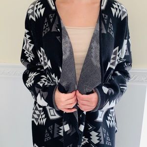 Black, White, & Grey Cardigan Sweater